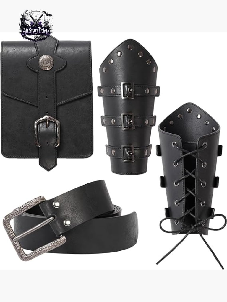 Medieval Renaissance Belt Pouch Bracers Set